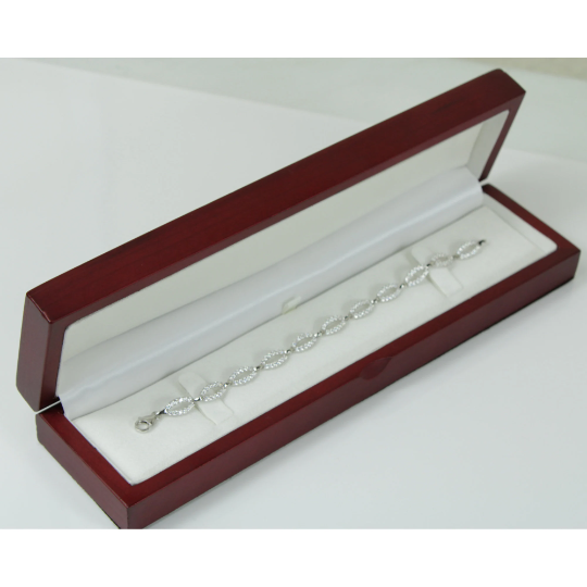 WHITE GOLD FINISH Created Diamond Hollow Marquise Cut Diamond Embedded Bracelet Including Gift Box