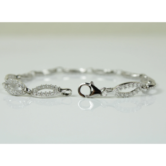 WHITE GOLD FINISH Created Diamond Hollow Marquise Cut Diamond Embedded Bracelet Including Gift Box