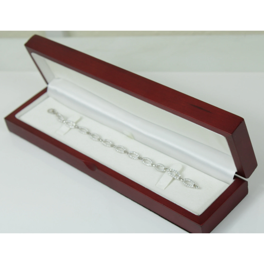 WHITE GOLD FINISH Created Diamond Hollow Marquise Cut Diamond Embedded Bracelet Including Gift Box