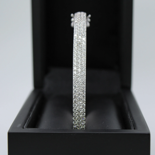 WHITE GOLD FINISH Created Diamond Triple Row Encrusted Bangle Bracelet Including Gift Box