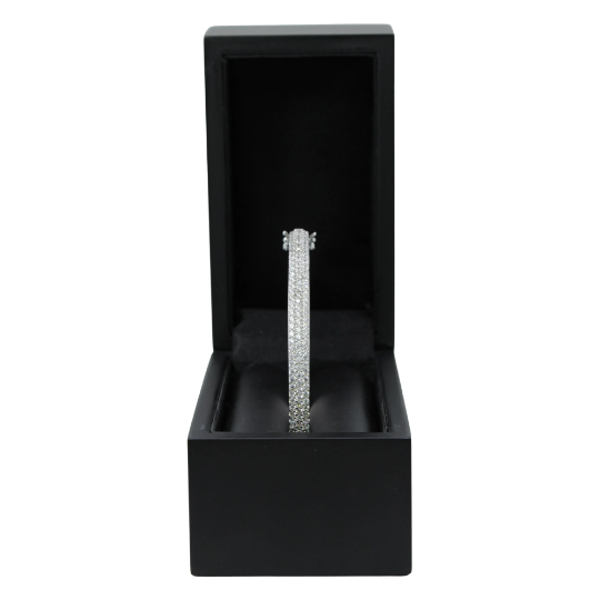 WHITE GOLD FINISH Created Diamond Triple Row Encrusted Bangle Bracelet Including Gift Box