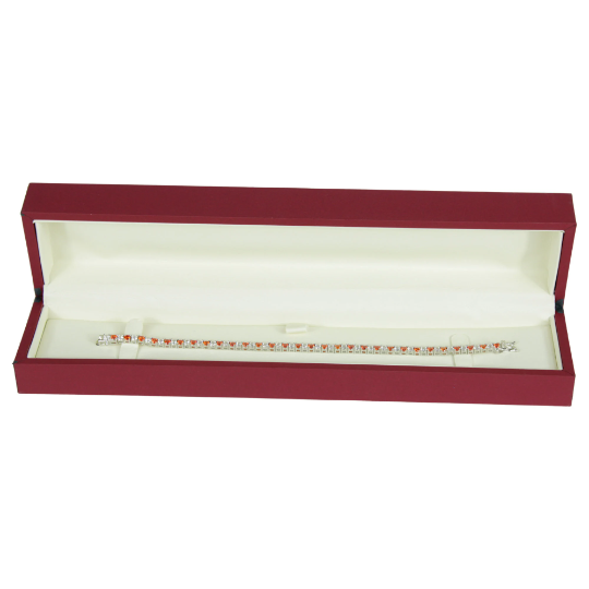 WHITE GOLD FINISH Created Diamond Round Cut Red Ruby Tennis Bracelet Including Gift Box