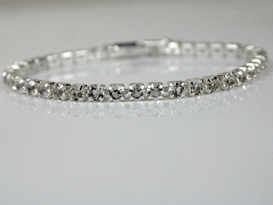 WHITE GOLD FINISH 3.5mm Created Diamond Cushion Cut Tennis Bracelet Including Gift Box