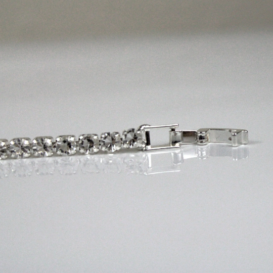 WHITE GOLD FINISH 3.5mm Created Diamond Cushion Cut Tennis Bracelet Including Gift Box