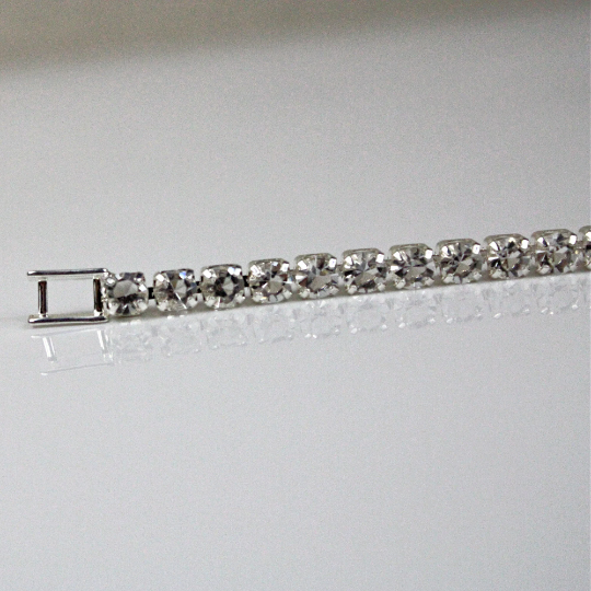 WHITE GOLD FINISH 3.5mm Created Diamond Cushion Cut Tennis Bracelet Including Gift Box