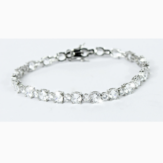 WHITE GOLD FINISH Created Diamond Various Round Cut Sizes Design Tennis Bracelet