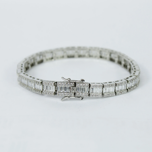WHITE GOLD FINISH Created Diamond Emerald And Round Cut Miracle Set Bracelet