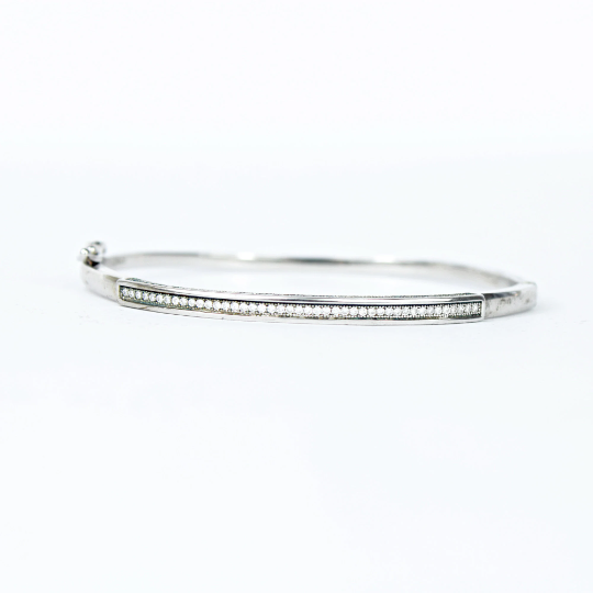 WHITE GOLD FINISH Round Cut Classic Created Diamond Bangle Bracelet