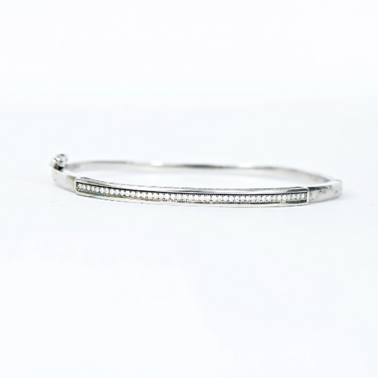 WHITE GOLD FINISH Round Cut Classic Created Diamond Bangle Bracelet