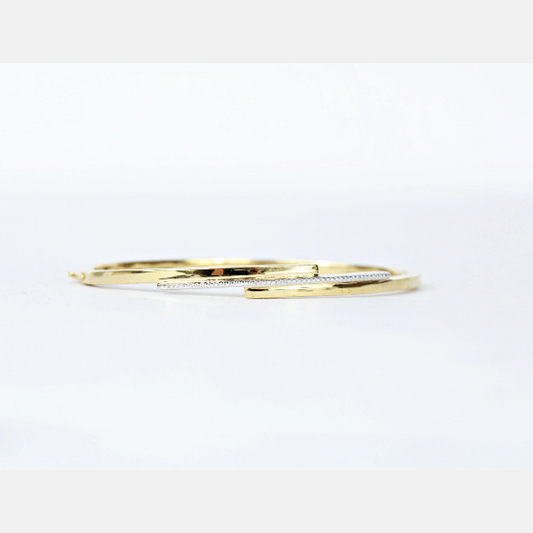 YELLOW GOLD FINISH Round Cut Classic Created Diamond Bangle Bracelet
