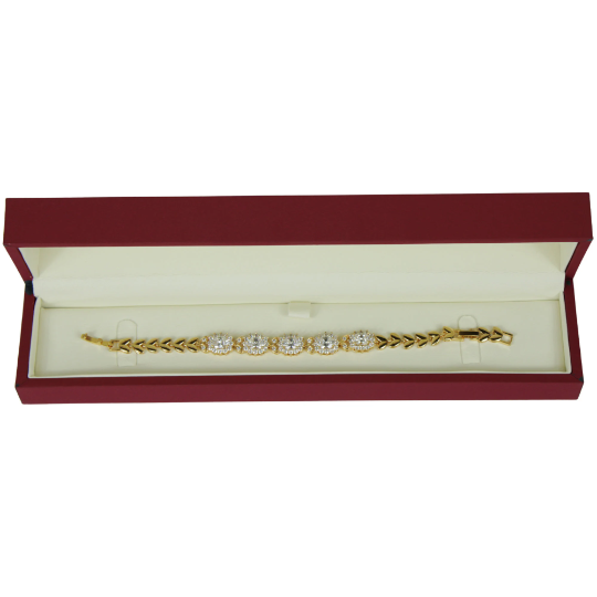 YELLOW GOLD FINISH Created Diamond Oval Cut Flower Cluster Bracelet Including Gift Box