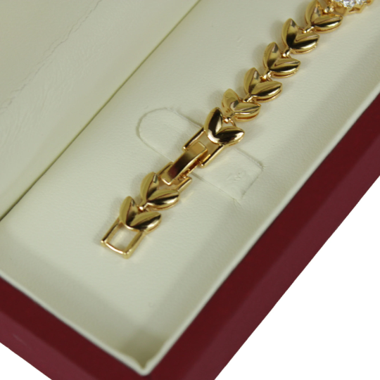 YELLOW GOLD FINISH Created Diamond Oval Cut Flower Cluster Bracelet Including Gift Box