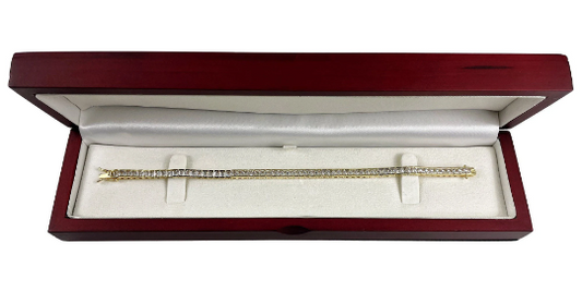 YELLOW GOLD FINISH Created Diamond Princess Cut 4MM Tennis Bracelet Including Gift Box