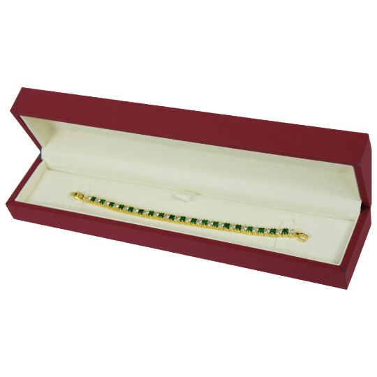 YELLOW GOLD FINISH Created Diamond Princess Cut Green Emerald Tennis Bracelet Including Gift Box