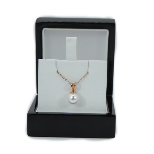 ROSE GOLD FINISH Created Diamond Classic Pearl Dangle Pendant Necklace