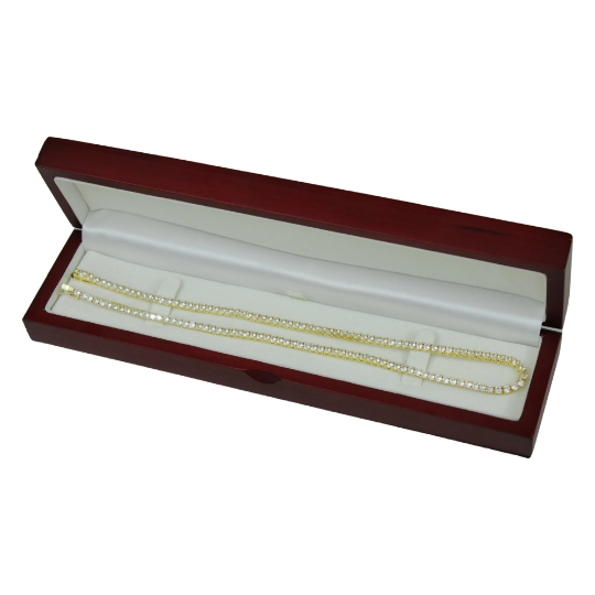 YELLOW GOLD FINISH Created Diamond 18 Inch Round Cut Tennis Chain Including Gift Box