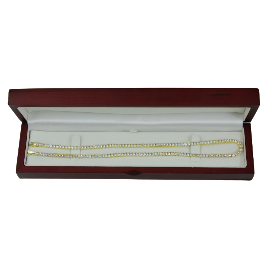 YELLOW GOLD FINISH Created Diamond 18 Inch Round Cut Tennis Chain Including Gift Box