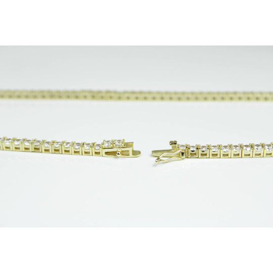 YELLOW GOLD FINISH Created Diamond 18 Inch Round Cut Tennis Chain Including Gift Box