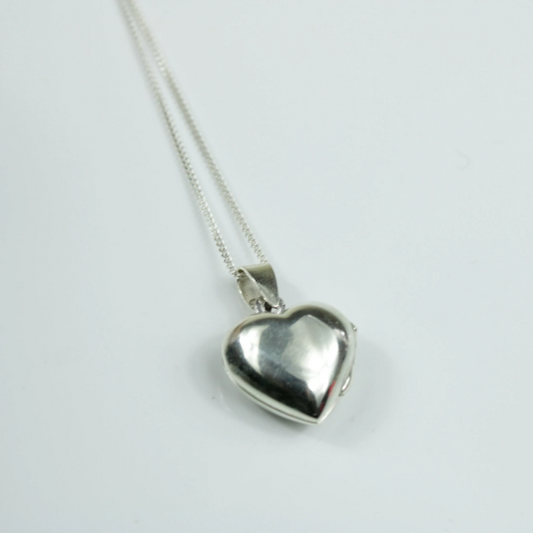WHITE GOLD FINISH Single Created Diamond Classic Heart Shaped Locket Pendant Necklace Including Gift Box