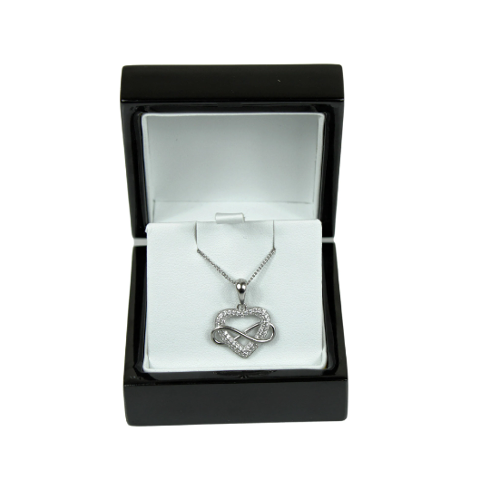 WHITE GOLD FINISH Created Diamond Infinity Heart Pendant Necklace