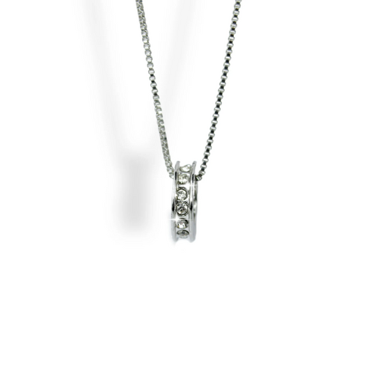 WHITE GOLD FINISH Created Diamond Ring Round Cut Pendant Necklace