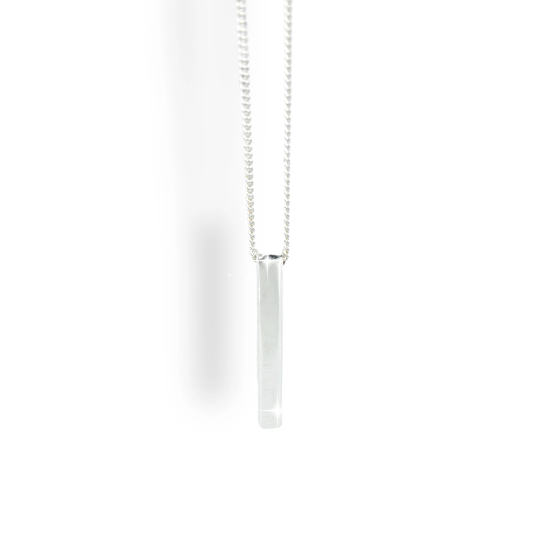 925 Sterling Silver Long Bar Pendant Necklace