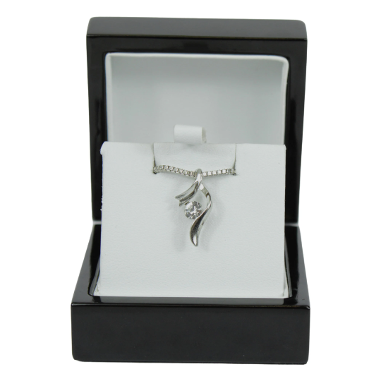 WHITE GOLD FINISH Round Cut Created Diamond Swirl Twirl Pendant Necklace Including Gift Box