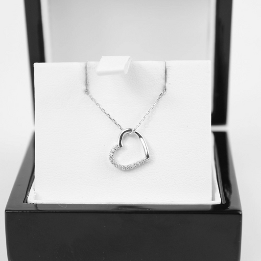 WHITE GOLD FINISH Heart Cut Created Diamond Pendant Necklace