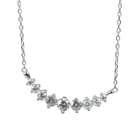 WHITE GOLD FINISH Created Diamond Mini Graduated Pendant Necklace Including Gift Box