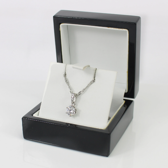 WHITE GOLD FINISH Round Cut 6 Claw Cluster Solitaire Created Diamond Pendant Necklace