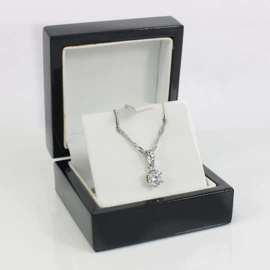 WHITE GOLD FINISH Round Cut 6 Claw Cluster Solitaire Created Diamond Pendant Necklace