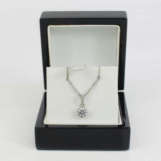 WHITE GOLD FINISH Round Cut 6 Claw Cluster Solitaire Created Diamond Pendant Necklace