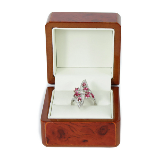 SILVER Marquise Cut Pink Sapphire Vine Swirl Design Ring
