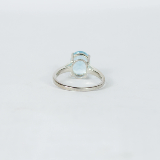 SILVER Blue Topaz Oval Cut Ring