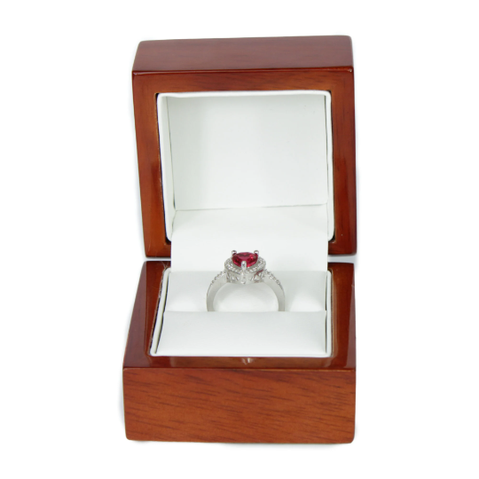 SILVER Pink Sapphire Heart Cut Halo Ring