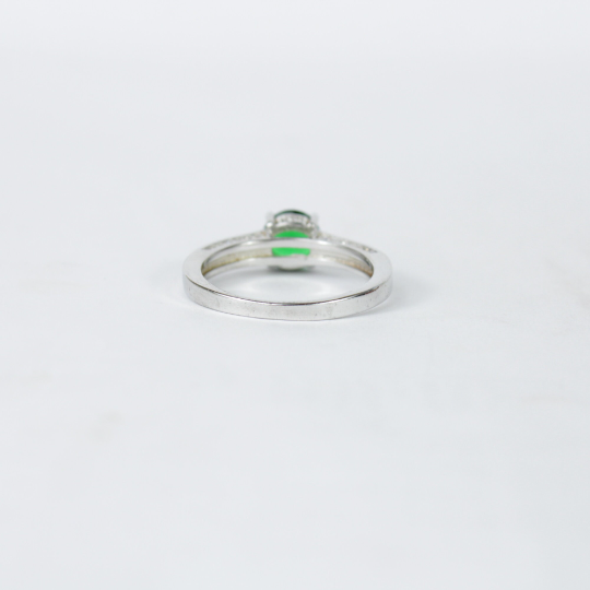 WHITE GOLD FINISH Green Emerald Solitaire Round Cut Created Diamond Ring