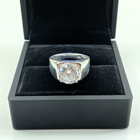 WHITE GOLD FINISH Solitaire Diamond Men’s Engagement Ring