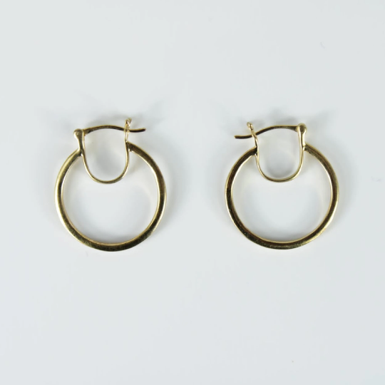 YELLOW GOLD FINISH Round Hoop Earrings