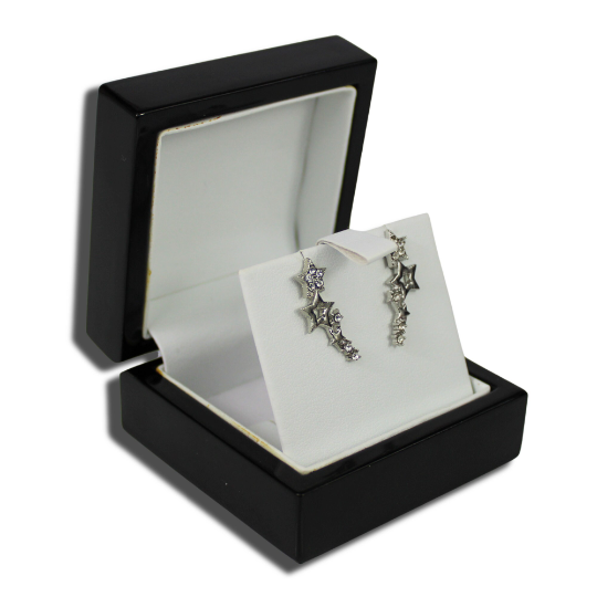 WHITE GOLD FINISH Star Hollow Design Created Diamond Stud Earrings