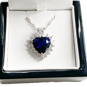 Heart Of The Ocean Sapphire Blue And Created Diamond Necklace Pendant