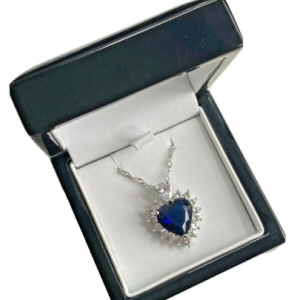 Heart Of The Ocean Sapphire Blue And Created Diamond Necklace Pendant