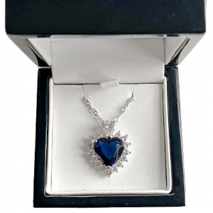 Heart Of The Ocean Sapphire Blue And Created Diamond Necklace Pendant