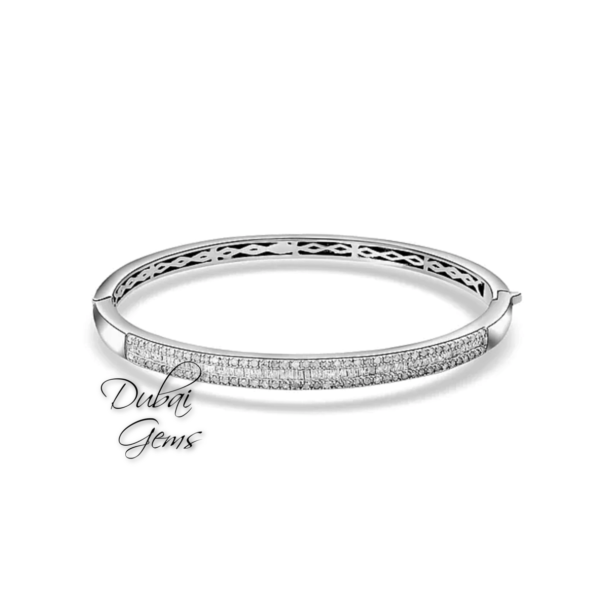 Dubai Marina Bangle Platinum On Silver With Genuine Natural Diamonds Limited Edition