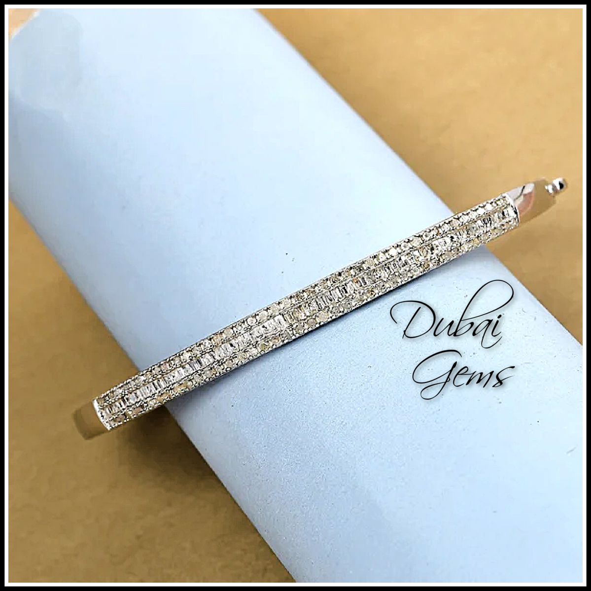 Dubai Marina Bangle Platinum On Silver With Genuine Natural Diamonds Limited Edition