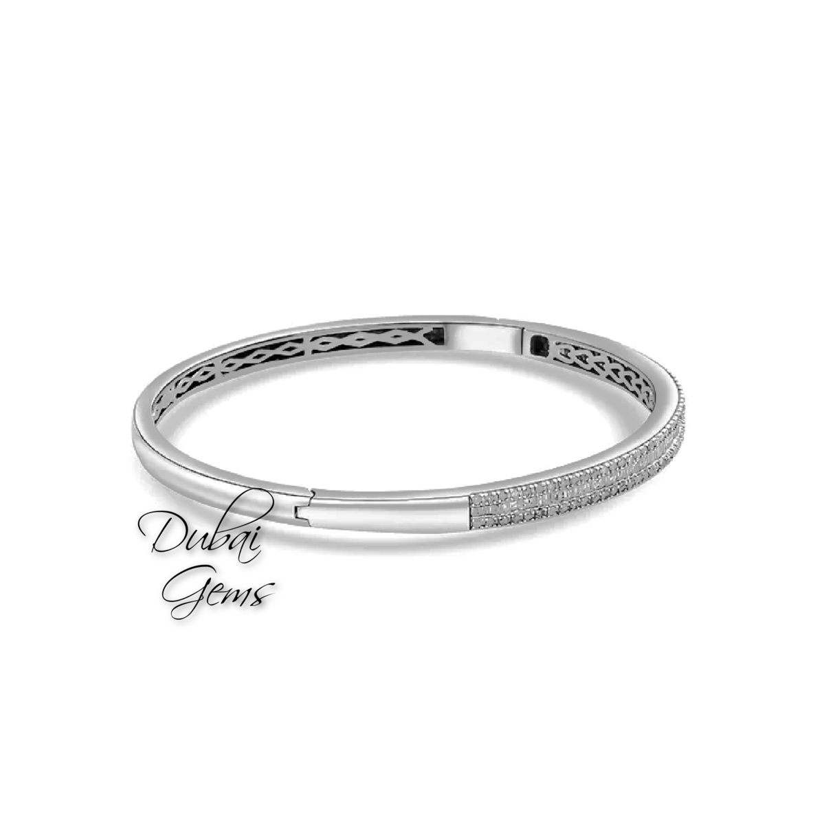 Dubai Marina Bangle Platinum On Silver With Genuine Natural Diamonds Limited Edition