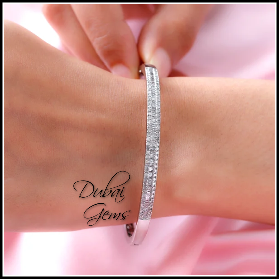 Dubai Marina Bangle Platinum On Silver With Genuine Natural Diamonds Limited Edition