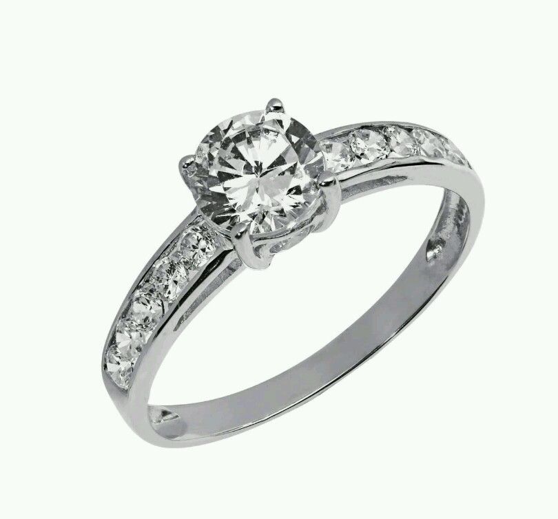 9ct white gold created diamond shoulder set Engagement ring