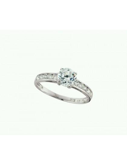 9ct white gold created diamond shoulder set Engagement ring