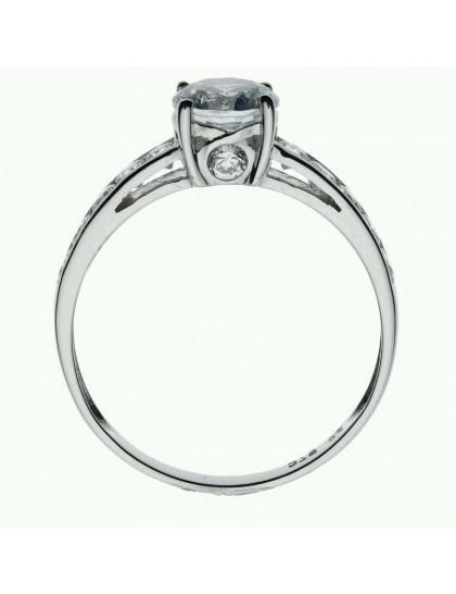 9ct white gold created diamond shoulder set Engagement ring