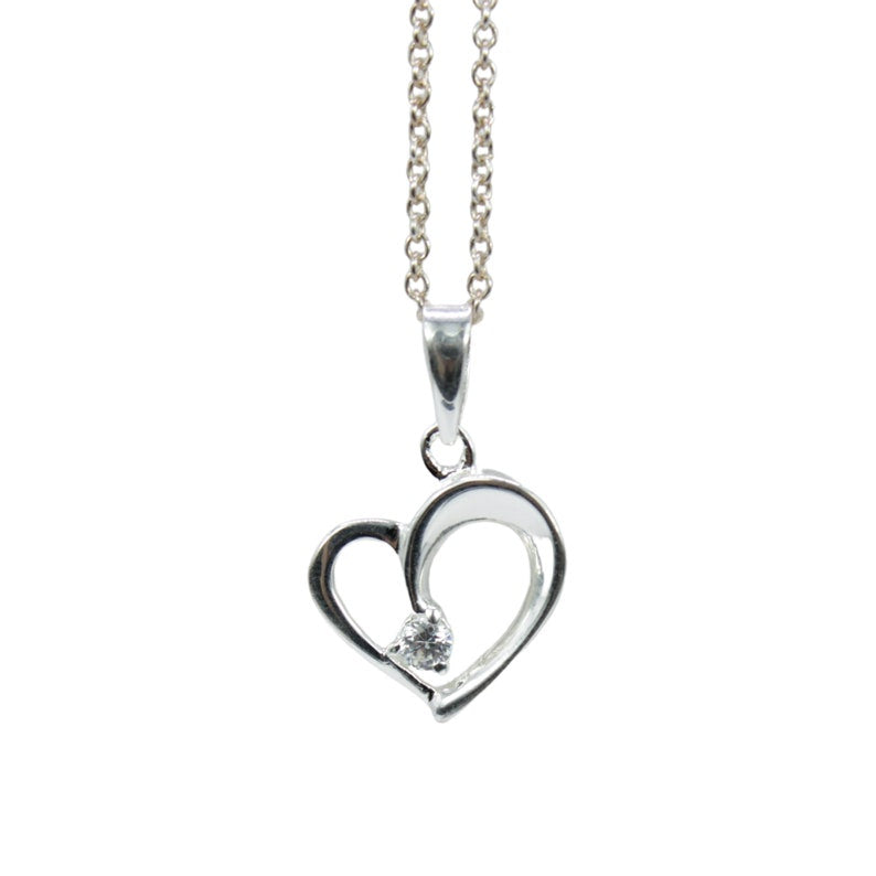 White Gold Finish Created Diamond Classic Heart Cut Pendant Necklace & Dangle Earrings Jewellery Set